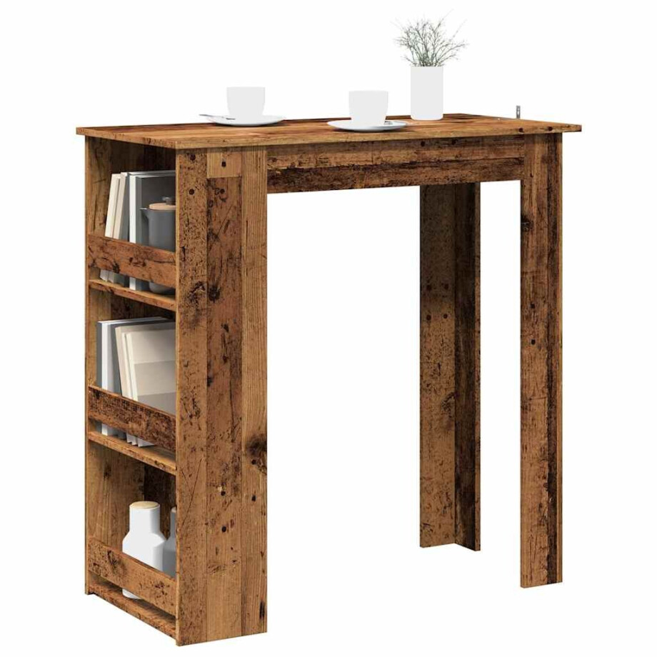 vidaXL Bartafel met opbergrek 102x50x103,5 cm oud houtkleurig afbeelding 1