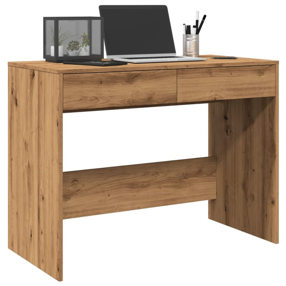 vidaXL Bureau 101x50x76,5 cm bewerkt hout artisanaal eikenkleur afbeelding 1