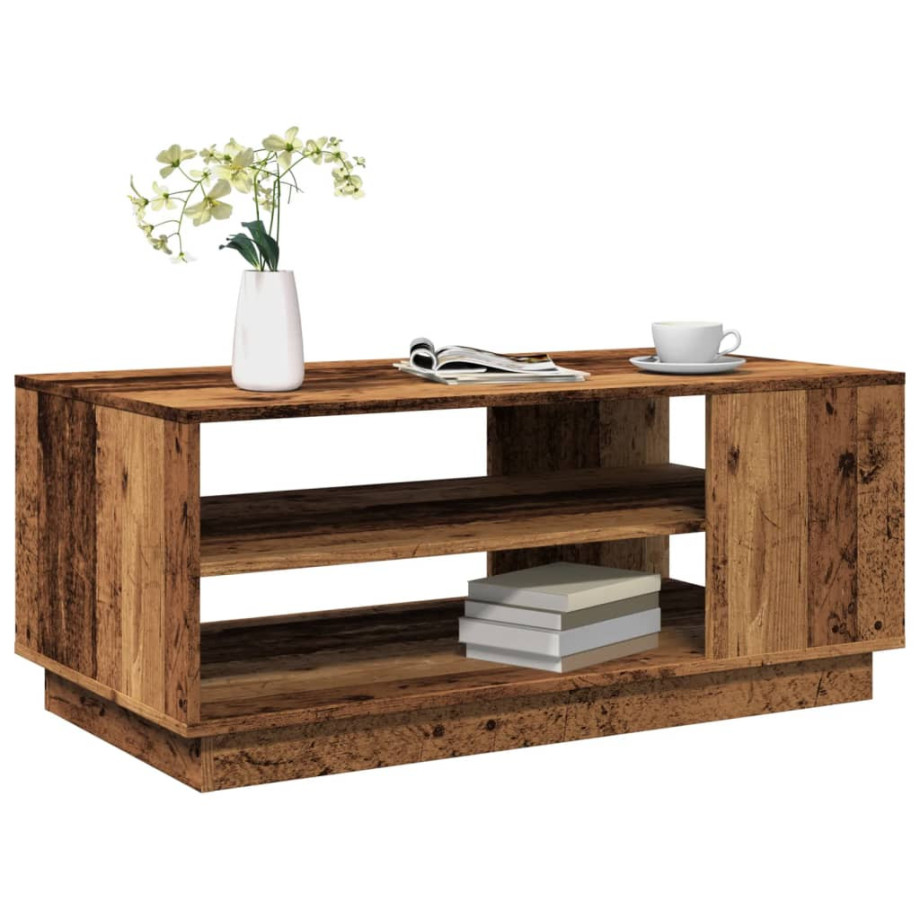 vidaXL Salontafel 102x55x43 cm bewerkt hout oud houtkleurig afbeelding 1