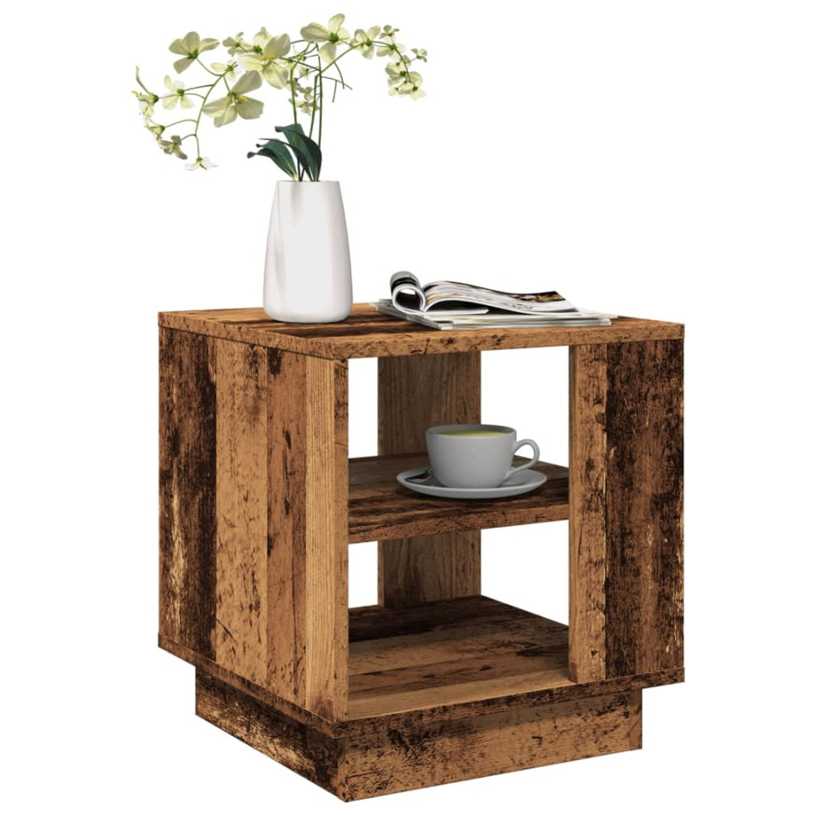 vidaXL Salontafel 40x40x43 cm bewerkt hout oud houtkleurig afbeelding 1