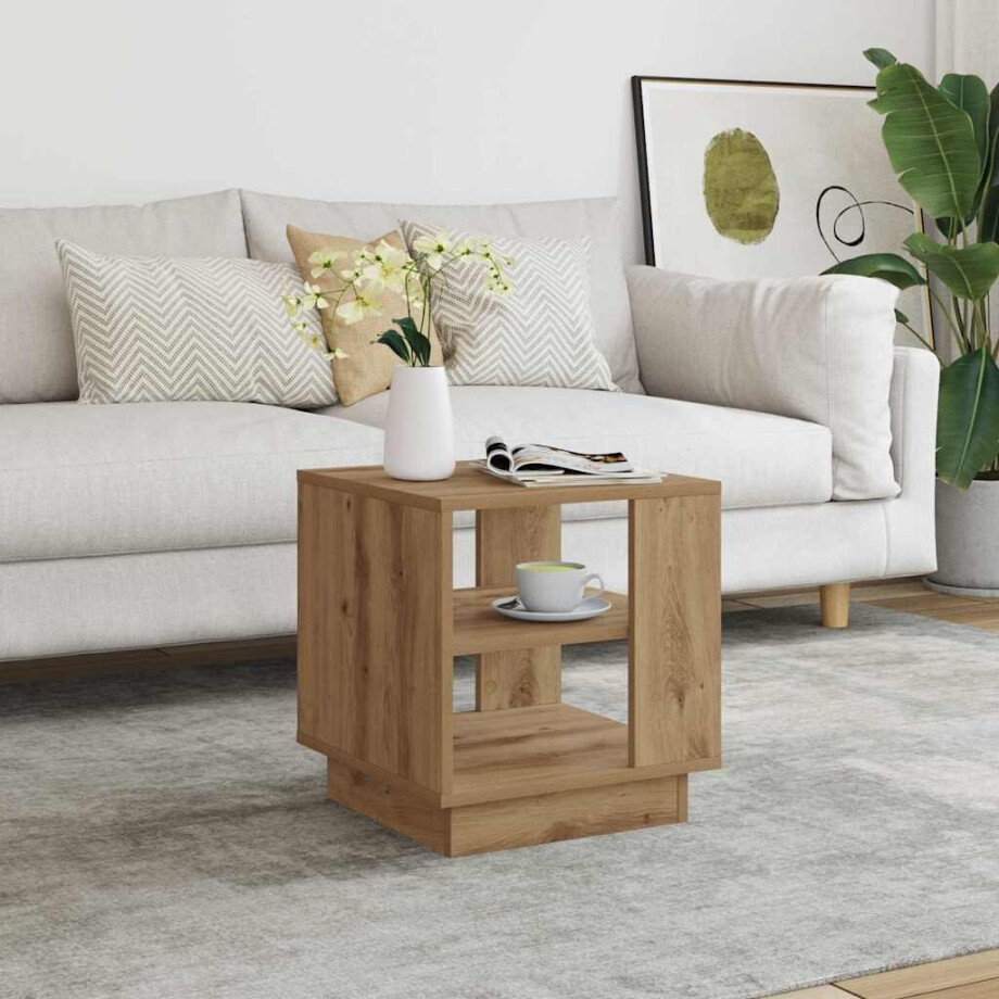 vidaXL Salontafel 40x40x43 cm bewerkt hout artisanaal eikenkleurig afbeelding 1