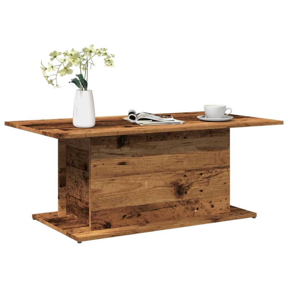 vidaXL Salontafel 102x55,5x40 cm bewerkt hout oude houtkleurig afbeelding 1