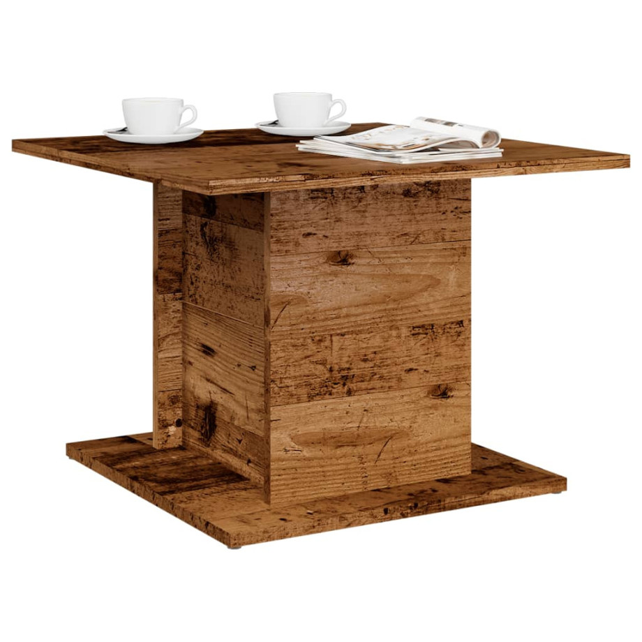 vidaXL Salontafel 55,5x55,5x40 cm bewerkt hout oud houtkleurig afbeelding 1