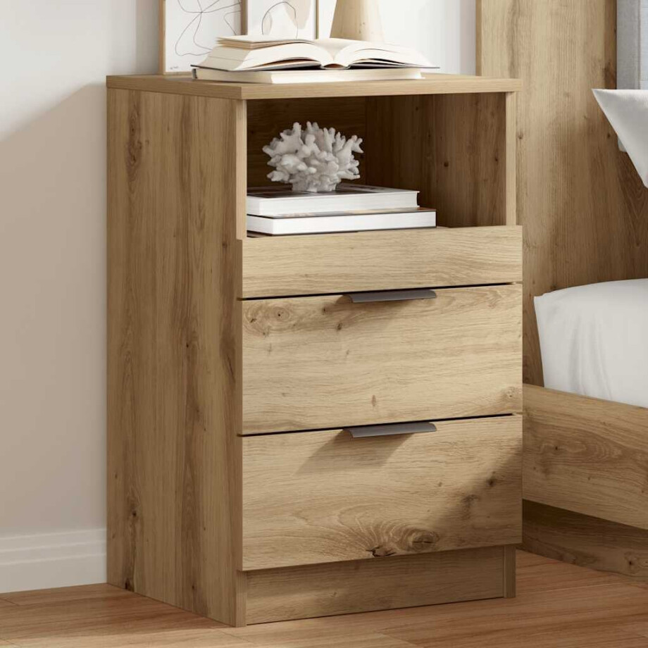 vidaXL Nachtkastje 40x36x65 cm bewerkt hout artisanaal eikenkleurig vidaXL Nachtkastje 40x36x65 cm bewerkt hout artisanaal eikenkleurig afbeelding 1