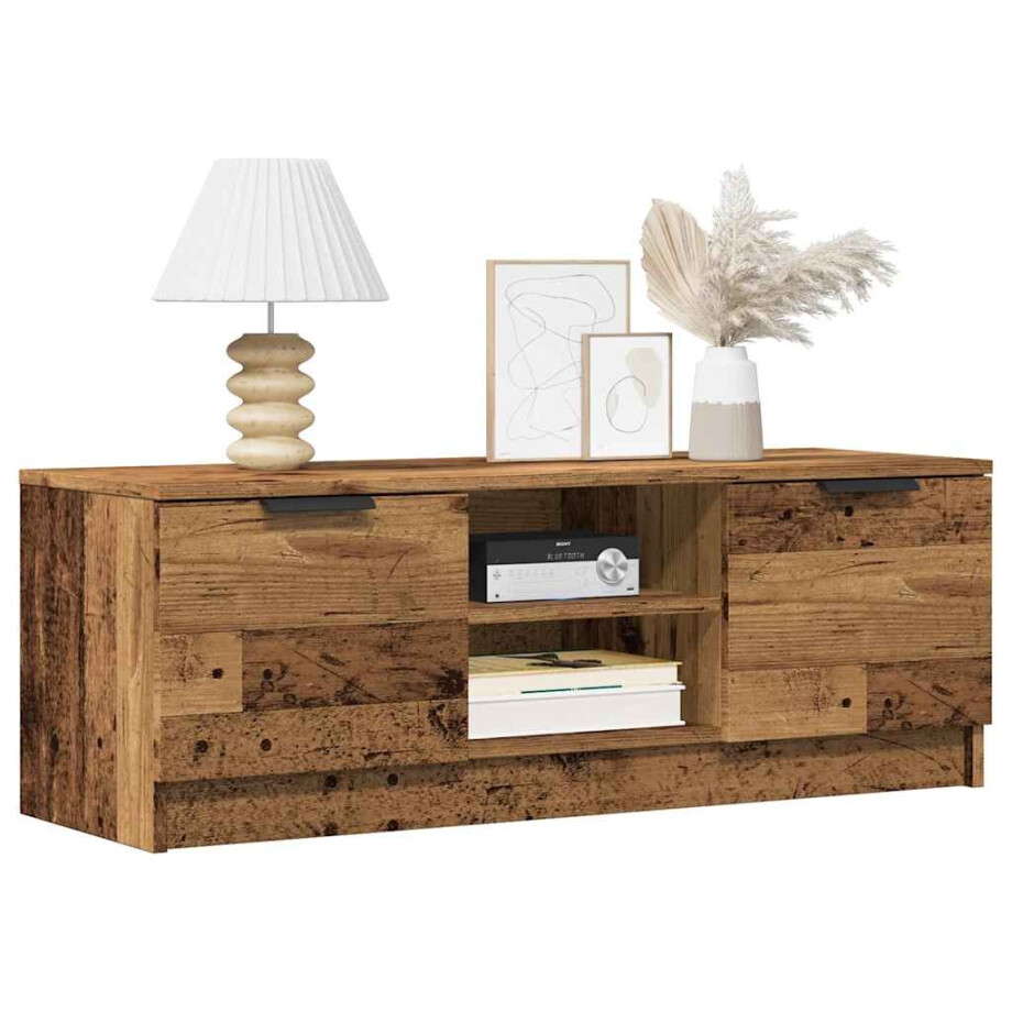 vidaXL Tv-meubel 102x35x36,5 cm bewerkt hout oud houtkleurig afbeelding 1