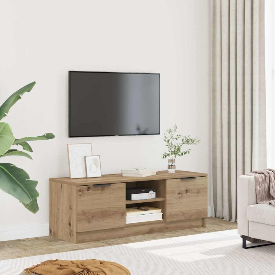vidaXL Tv-meubel 102x35x36,5 cm bewerkt hout artisanaal eikenkleur afbeelding 1