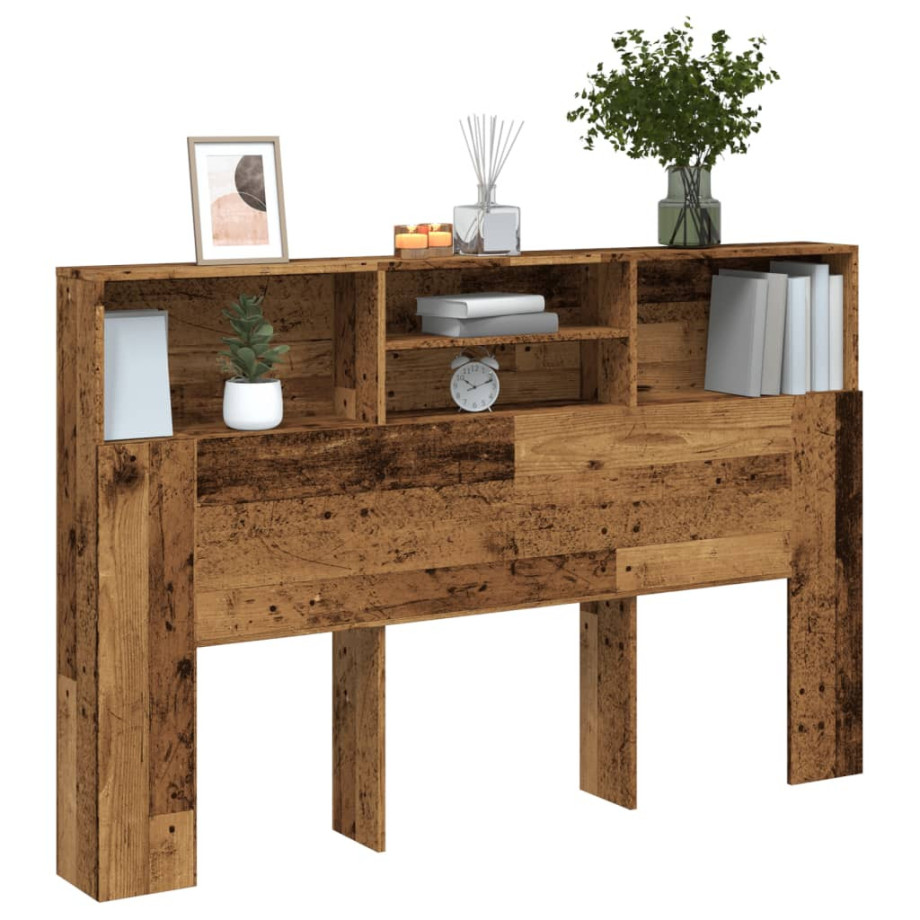 vidaXL Hoofdbordkast 160x19x103,5 cm bewerkt hout oud houtkleurig afbeelding 1