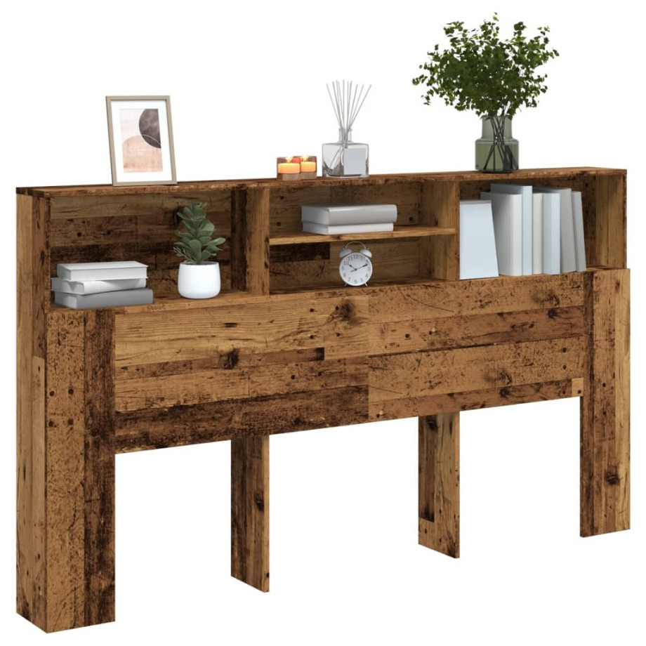 vidaXL Hoofdbordkast 180x19x103,5 cm bewerkt hout oud houtkleurig afbeelding 1