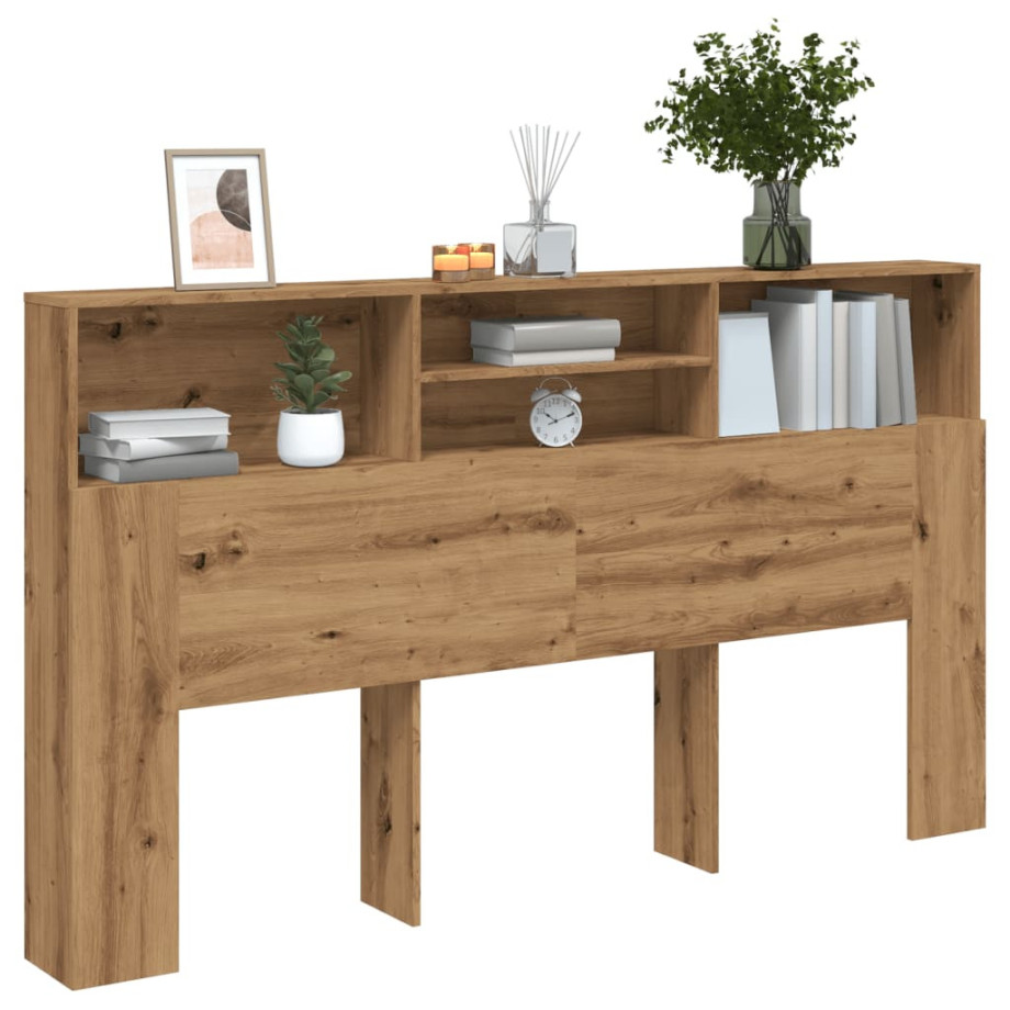 vidaXL Hoofdbordkast 180x19x103,5cm bewerkt hout artisanaal eikenkleur afbeelding 1