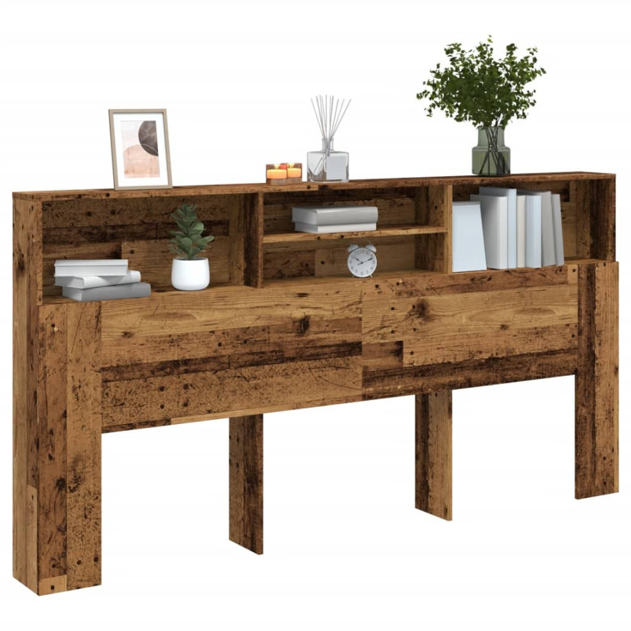 vidaXL Hoofdbordkast 200x19x103,5 cm bewerkt hout oud houtkleurig afbeelding 1