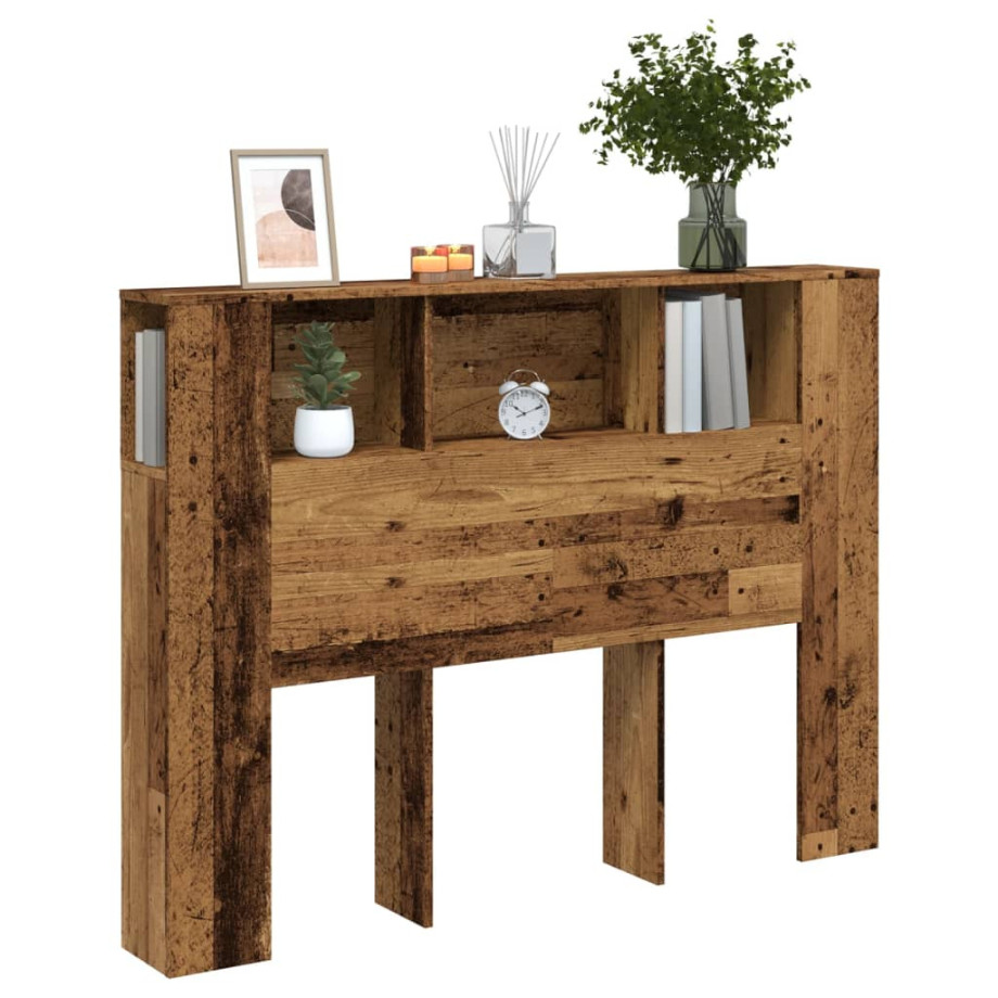 vidaXL Hoofdbordkast 140x18,5x102,5 cm bewerkt hout oud houtkleurig afbeelding 1