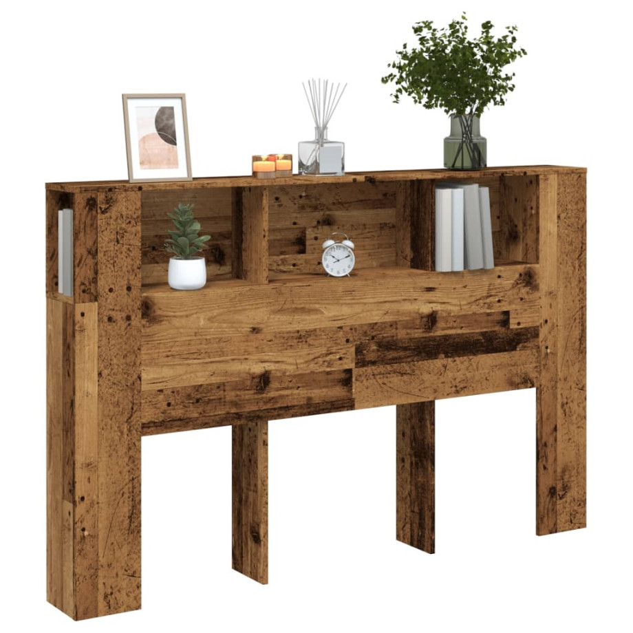 vidaXL Hoofdbordkast 160x18,5x103,5 cm bewerkt hout oud houtkleurig afbeelding 1