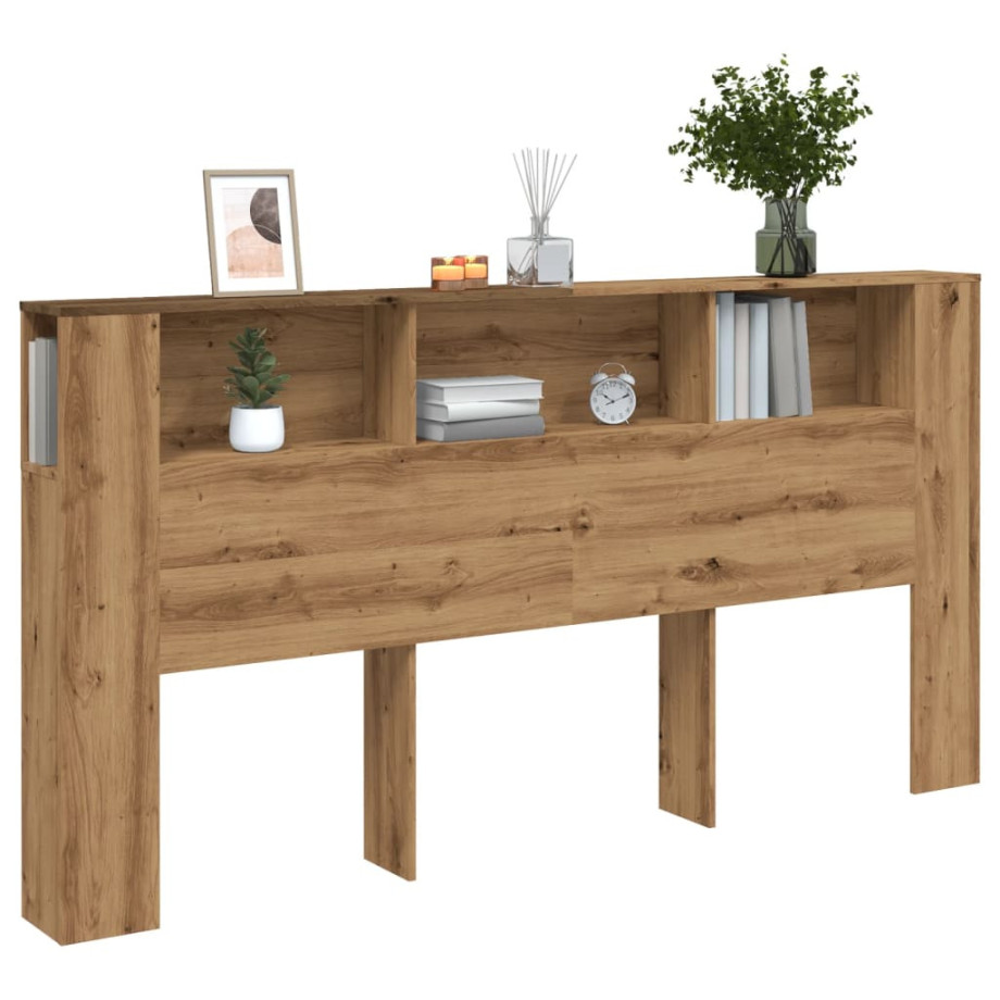 vidaXL Hoofdbordkast 200x18,5x102,5 cm bewerkt hout artisanaal eiken afbeelding 1