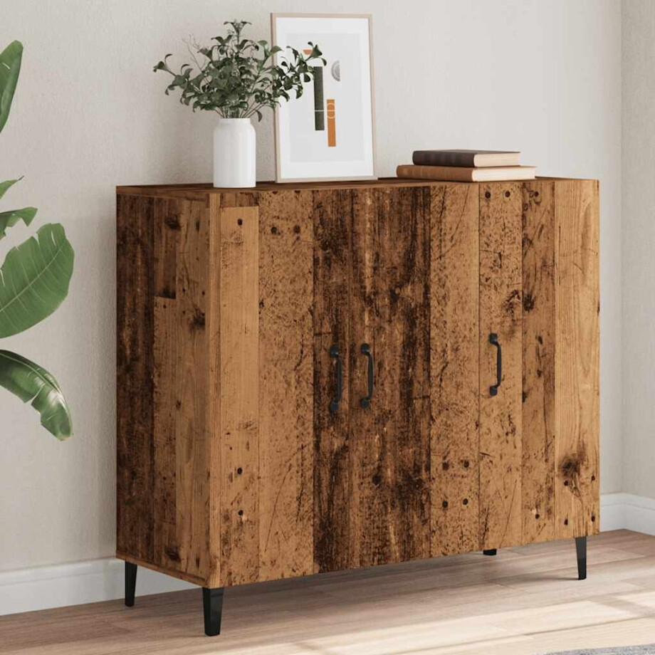 vidaXL Dressoir 90x34x80 cm bewerkt hout oud houtkleurig afbeelding 1