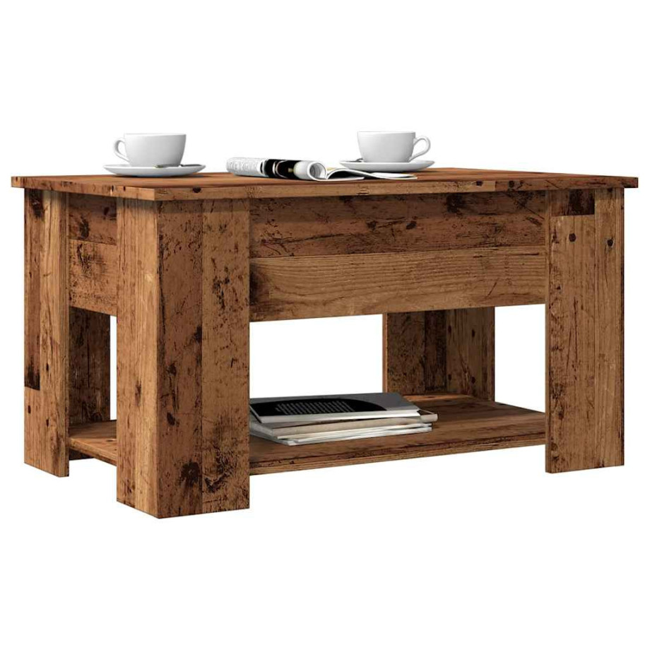 vidaXL Salontafel 79x49x41 cm bewerkt hout oud houtkleurig afbeelding 1