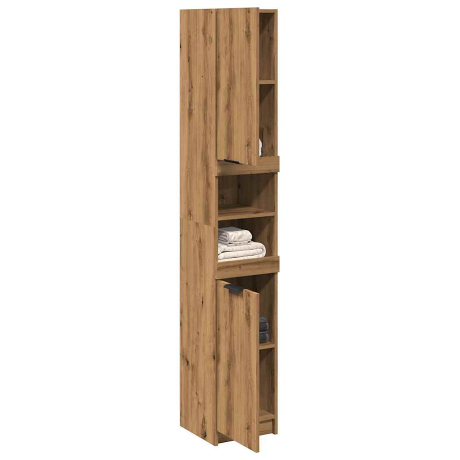 vidaXL Badkamerkast 32x34x188,5 cm bewerkt hout artisanaal eikenkleur afbeelding 1