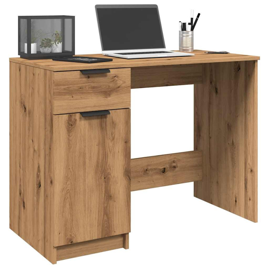 vidaXL Bureau 100x50x75 cm bewerkt hout artisanaal eikenkleur afbeelding 1