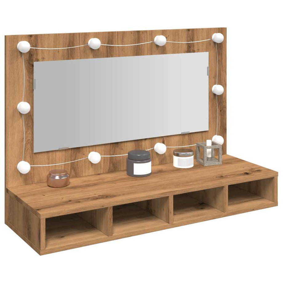 vidaXL Spiegelkast met LED Artisan Eiken 90x31,5x62 cm vidaXL Spiegelkast met LED Artisan Eiken 90x31,5x62 cm afbeelding 1
