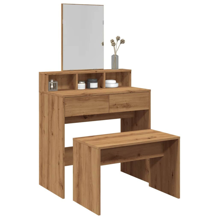 vidaXL Kaptafelkruk 70x35x45 cm bewerkt hout artisanaal eikenkleur afbeelding 1