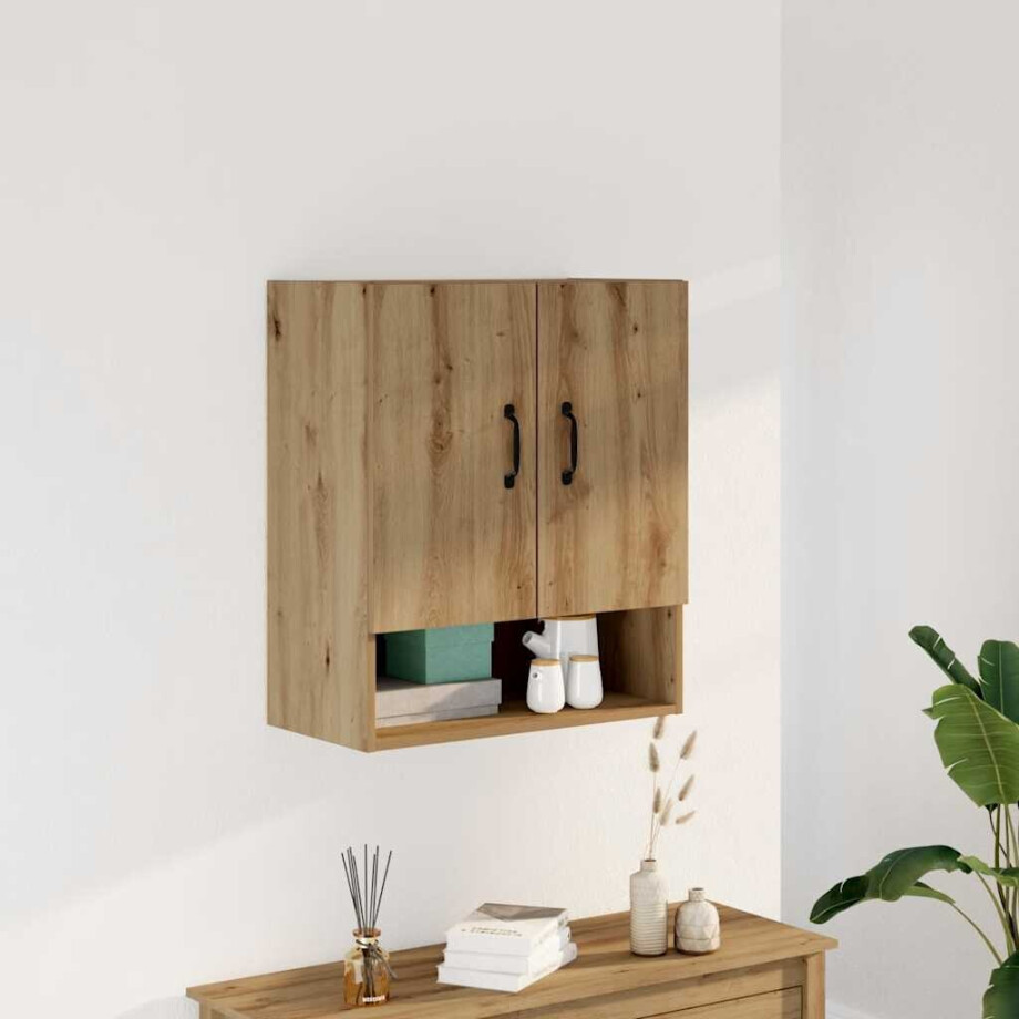 vidaXL Wandkast 60x31x70 cm bewerkt hout artisanaal eikenkleur vidaXL Wandkast 60x31x70 cm bewerkt hout artisanaal eikenkleur afbeelding 1