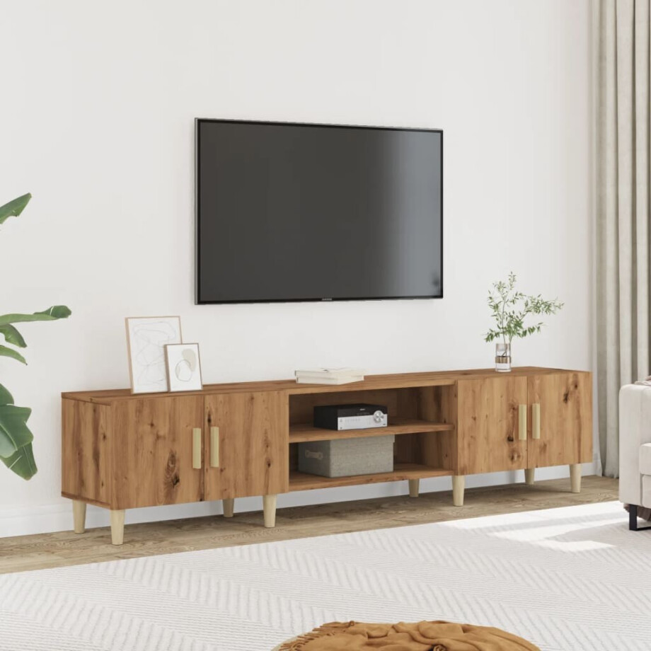 vidaXL Tv-meubel 180x31,5x40 cm bewerkt hout artisanaal eikenkleurig afbeelding 1