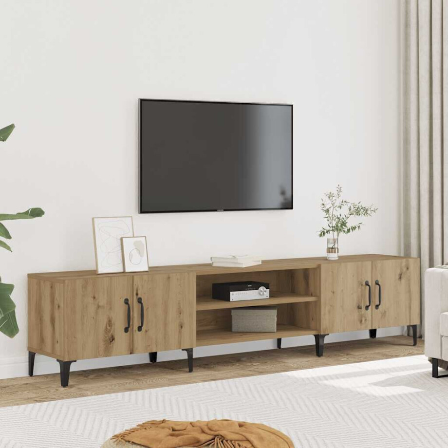 vidaXL Tv-meubel 180x31,5x40 cm bewerkt hout artisanaal eikenkleurig afbeelding 1