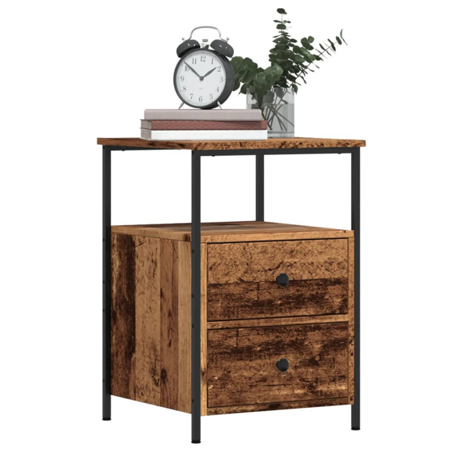 vidaXL Nachtkastje 34x35,5x50 cm bewerkt hout oud houtkleurig vidaXL Nachtkastje 34x35,5x50 cm bewerkt hout oud houtkleurig afbeelding 1