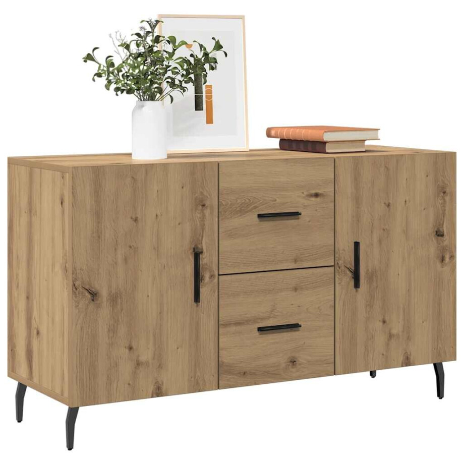 vidaXL Dressoir 100x36x60 cm bewerkt hout artisanaal eikenkleurig vidaXL Dressoir 100x36x60 cm bewerkt hout artisanaal eikenkleurig afbeelding 1