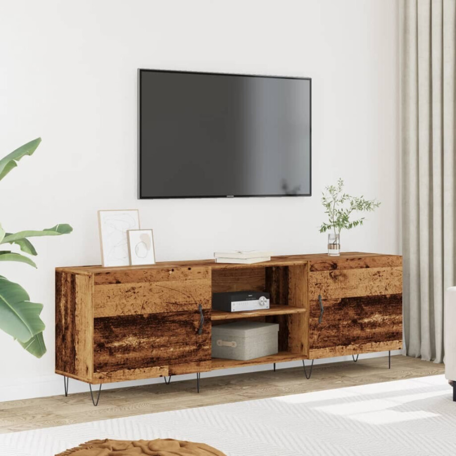 vidaXL Tv-meubel 150x30x50 cm bewerkt hout oud houtkleurig vidaXL Tv-meubel 150x30x50 cm bewerkt hout oud houtkleurig afbeelding 1