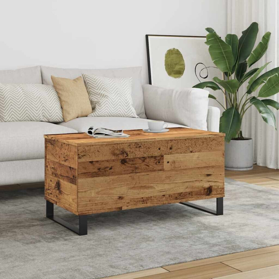 vidaXL Salontafel 90x44,5x45 cm bewerkt hout oud houtkleurig afbeelding 1