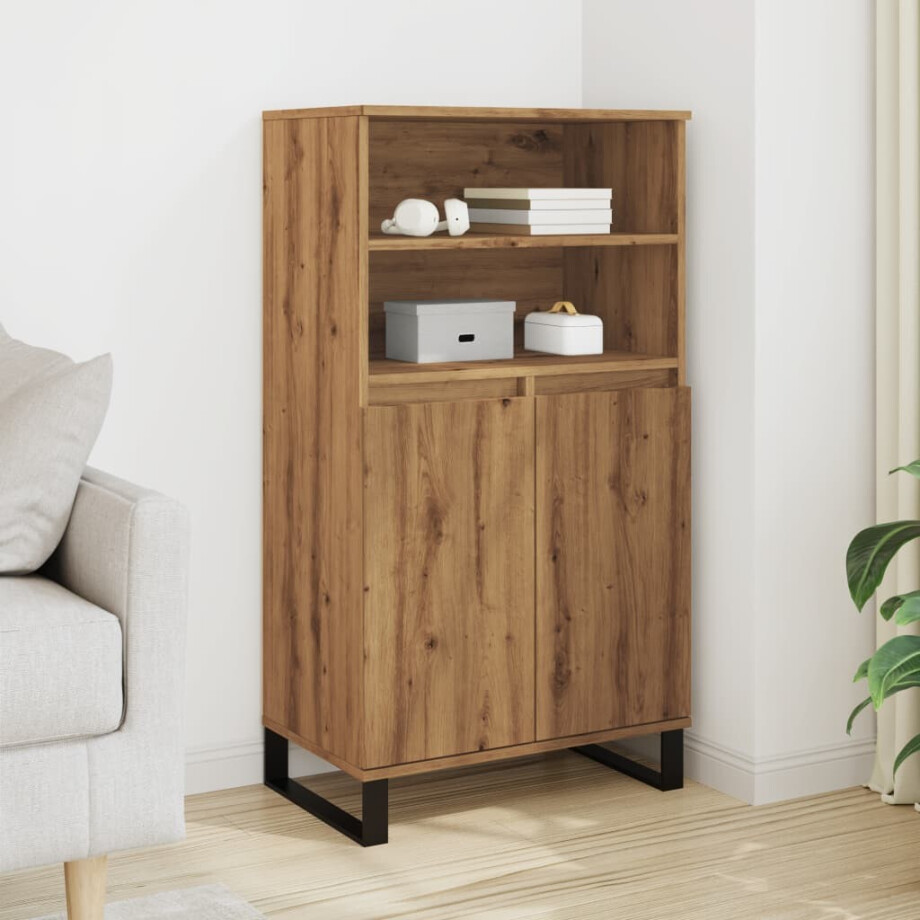 vidaXL Hoge kast 60x36x110 cm bewerkt hout artisanaal eikenkleur afbeelding 1