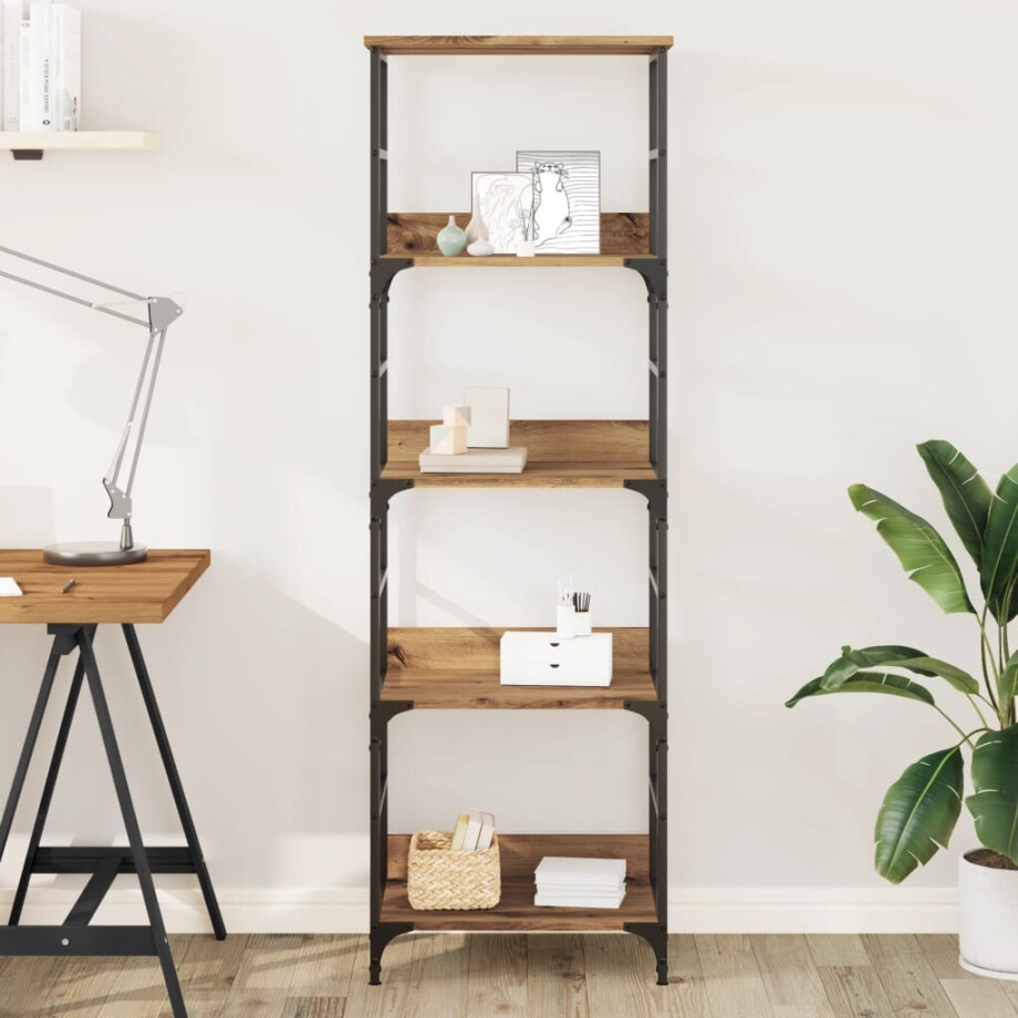 vidaXL Boekenrek 50x33x153 cm bewerkt hout artisanaal eikenkleurig afbeelding 1