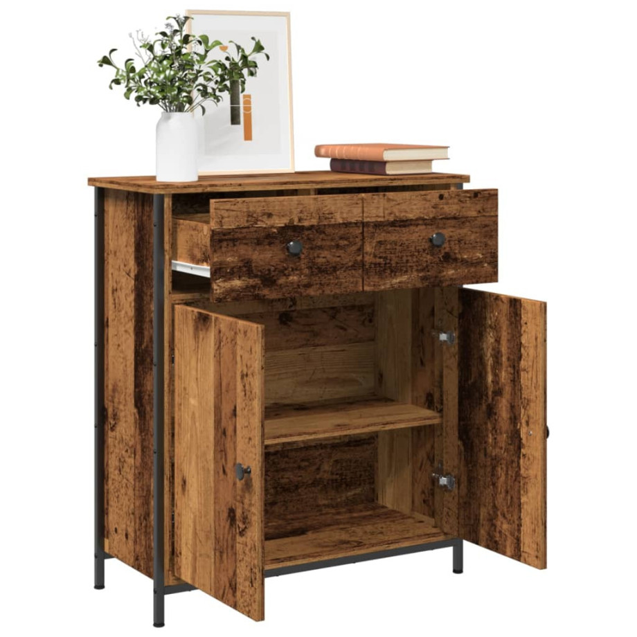 vidaXL Dressoir 70x41x56 cm bewerkt hout oud houtkleurig vidaXL Dressoir 70x41x56 cm bewerkt hout oud houtkleurig afbeelding 1