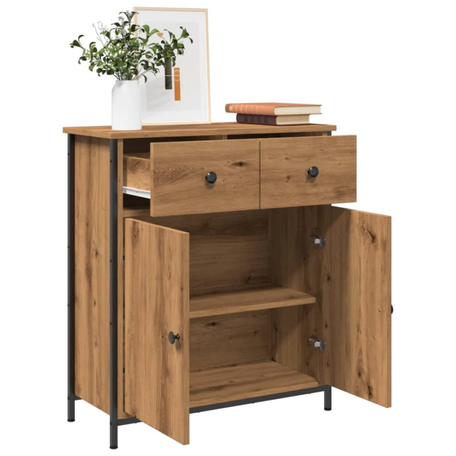 vidaXL Dressoir 70x41x56 cm bewerkt hout artisan eikenkleurig vidaXL Dressoir 70x41x56 cm bewerkt hout artisan eikenkleurig afbeelding 1