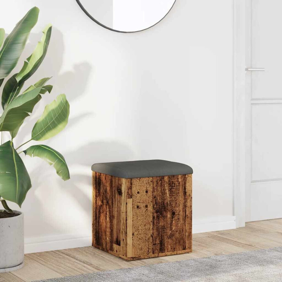 vidaXL Opbergbank 42x42x45 cm bewerkt hout oud houtkleurig vidaXL Opbergbank 42x42x45 cm bewerkt hout oud houtkleurig afbeelding 1