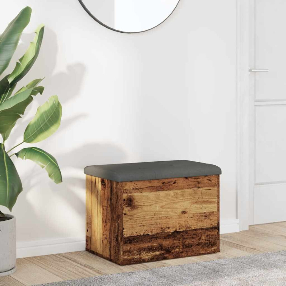 vidaXL Opbergbankje 62x42x45 cm bewerkt hout oud houtkleurig vidaXL Opbergbankje 62x42x45 cm bewerkt hout oud houtkleurig afbeelding 1