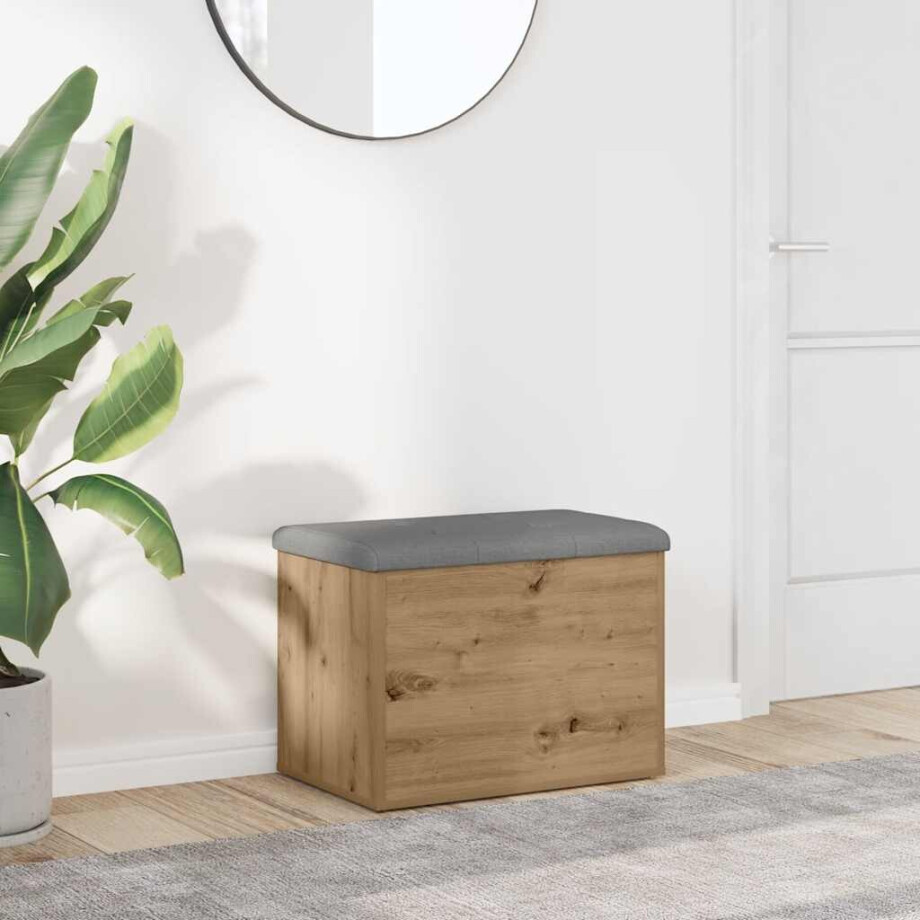 vidaXL Opbergbankje 62x42x45 cm bewerkt hout artisanaal eikenkleur afbeelding 1