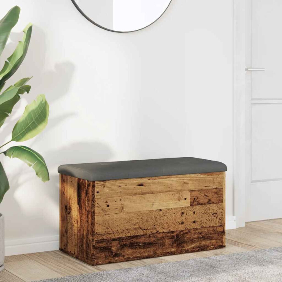 vidaXL Opbergbankje 82x42x45 cm bewerkt hout oud houtkleurig afbeelding 1