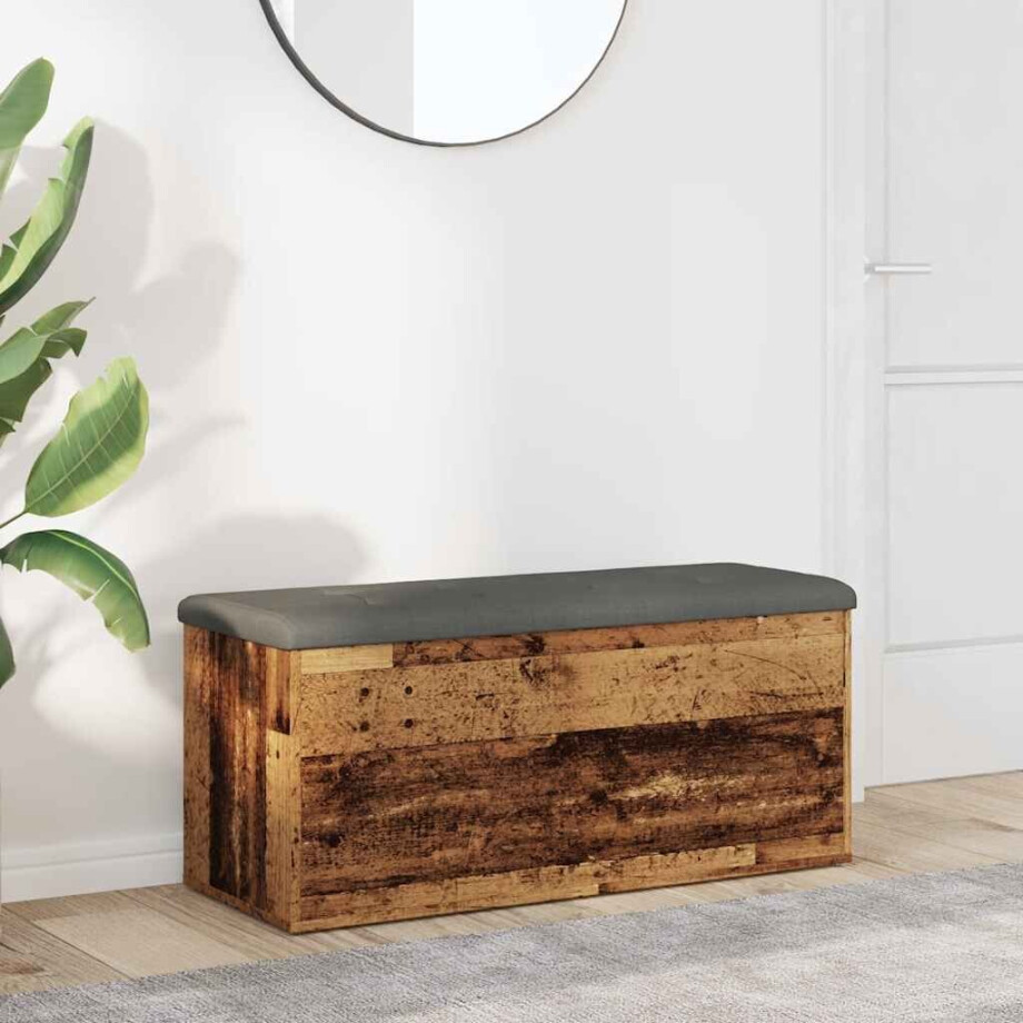 vidaXL Opbergbankje 102x42x45 cm bewerkt hout oud houtkleurig vidaXL Opbergbankje 102x42x45 cm bewerkt hout oud houtkleurig afbeelding 1