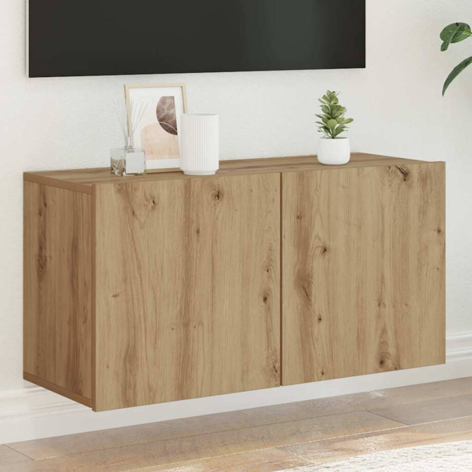 vidaXL Tv-meubel wandgemonteerd 80x30x41 cm artisanaal eikenkleurig afbeelding 1
