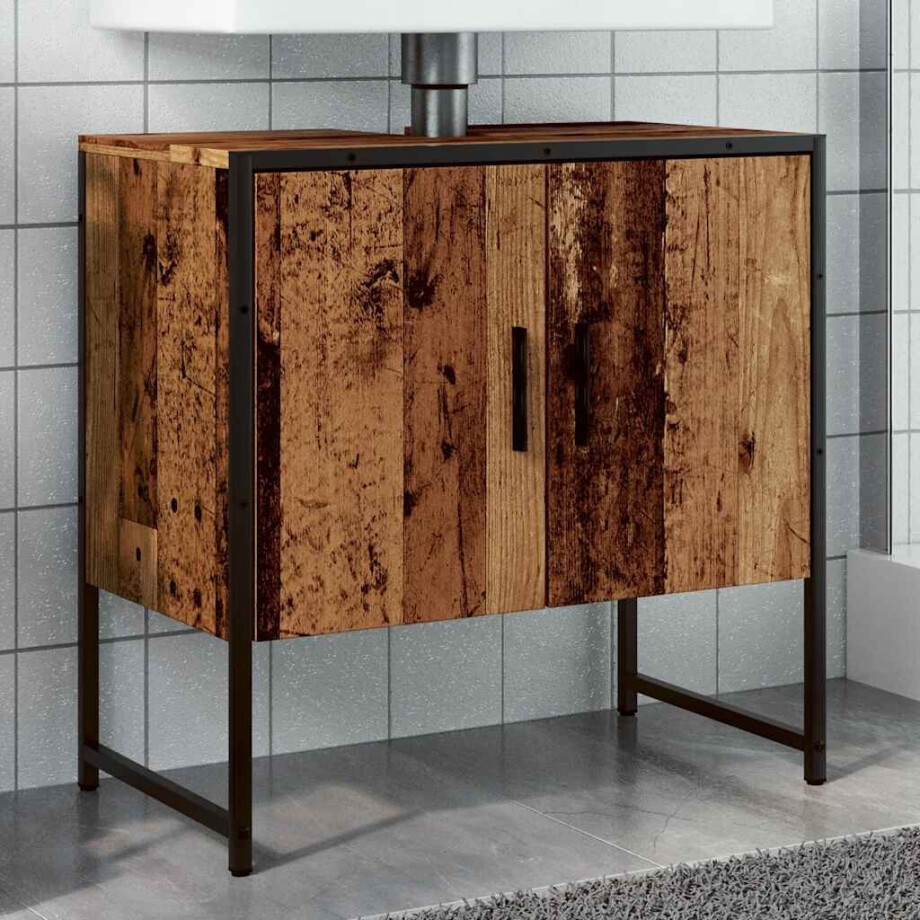 vidaXL Wastafelkast 60x33x60 cm bewerkt hout oud houtkleurig vidaXL Wastafelkast 60x33x60 cm bewerkt hout oud houtkleurig afbeelding 1