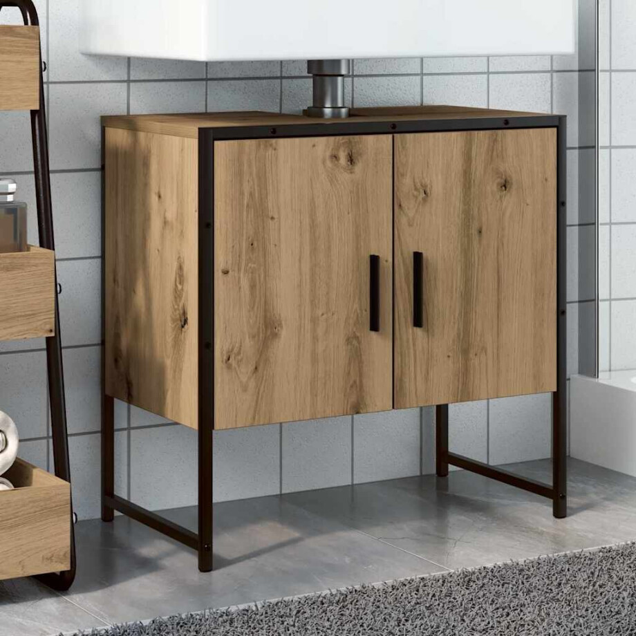 vidaXL Wastafelkast 60x33x60 cm bewerkt hout artisanaal eikenkleurig vidaXL Wastafelkast 60x33x60 cm bewerkt hout artisanaal eikenkleurig afbeelding 1