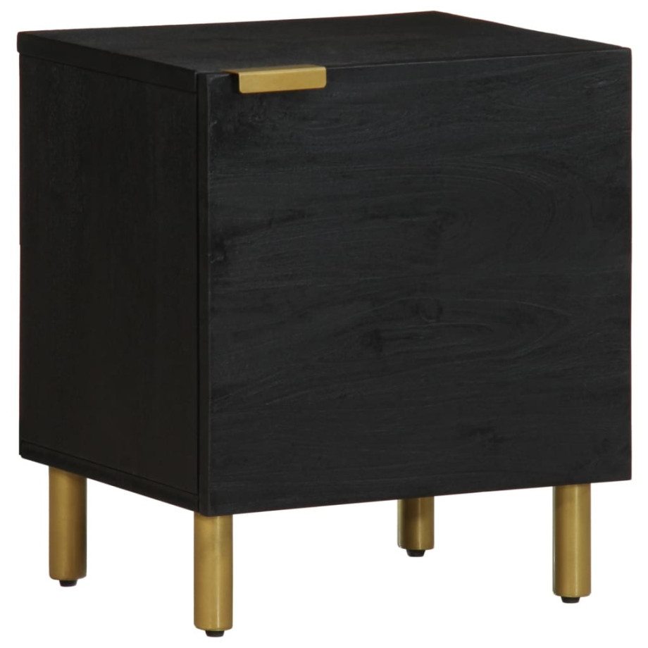 vidaXL Nachtkastje 40x33x46 cm massief mangohout zwart afbeelding 1