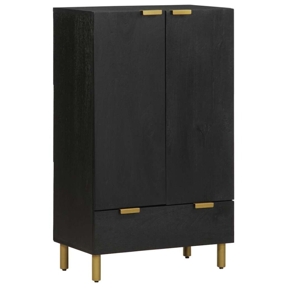 vidaXL Hoge kast 60x33x100 cm bewerkt hout zwart vidaXL Hoge kast 60x33x100 cm bewerkt hout zwart afbeelding 1