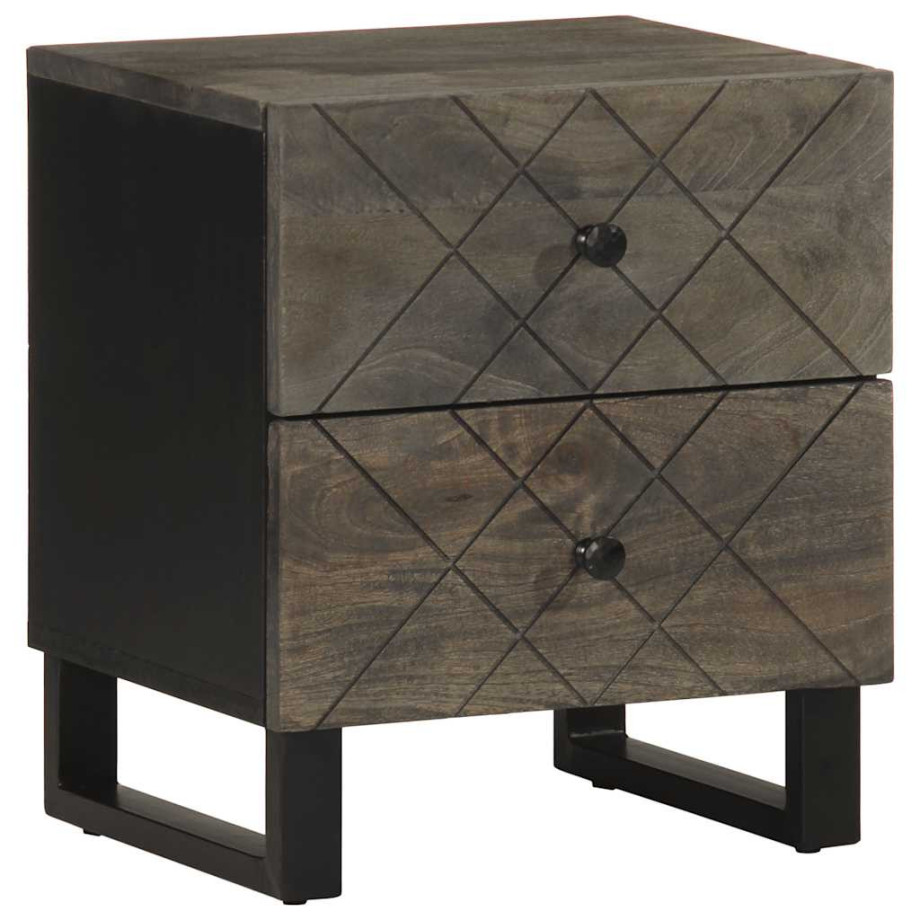 vidaXL Nachtkastje 40x33x46 cm massief mangohout zwart afbeelding 1