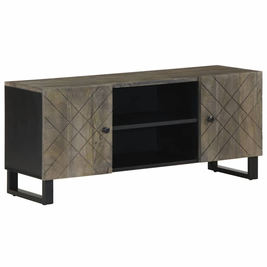 vidaXL Tv-meubel 105x33x46 cm massief mangohout zwart afbeelding 1