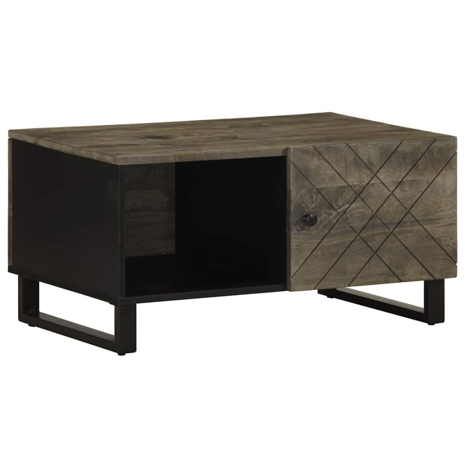 vidaXL Salontafel 80x50x40 cm massief mangohout zwart afbeelding 1