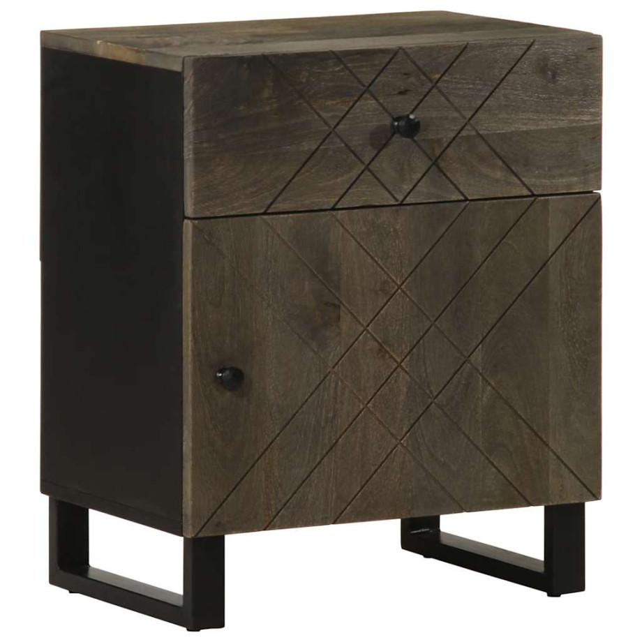 vidaXL Nachtkastje 50x33x60 cm massief mangohout zwart afbeelding 1