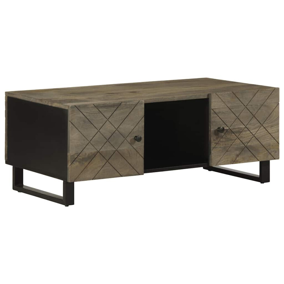 vidaXL Salontafel 100x54x40 cm massief mangohout zwart afbeelding 1