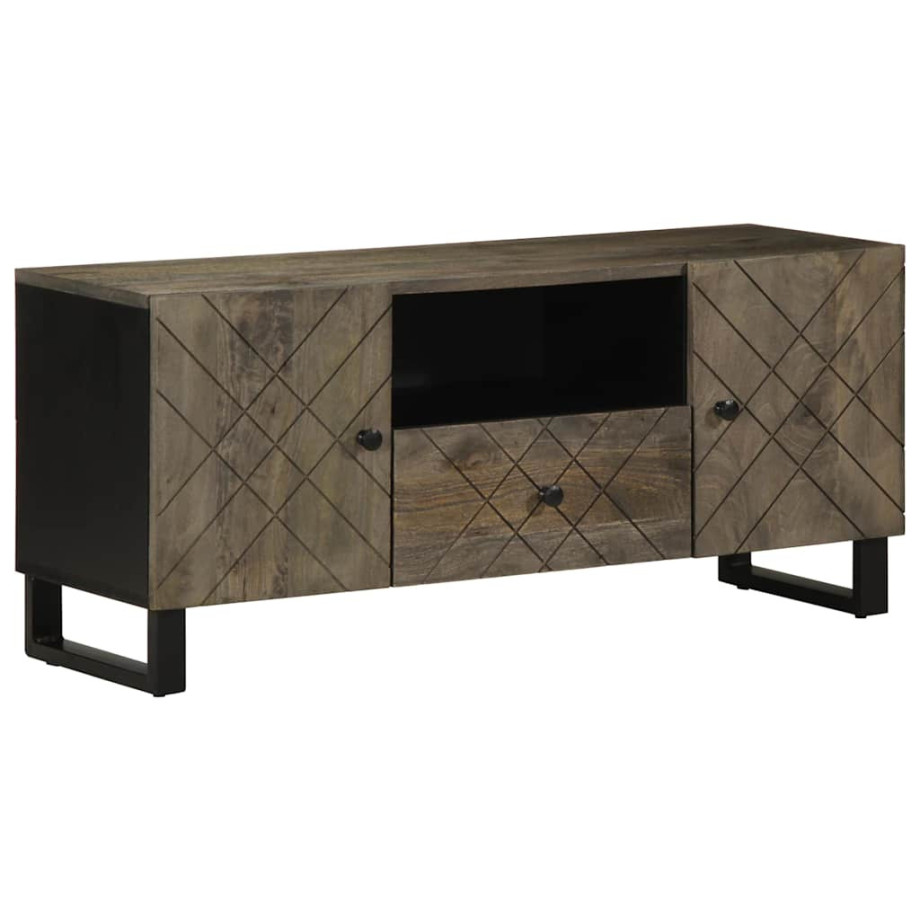 vidaXL Tv-meubel 105x33x46 cm massief mangohout zwart afbeelding 1